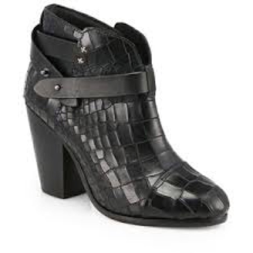 Rag & Bone Harrow Croc Embossed Leather Booties